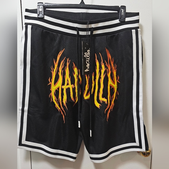 hot haculla hac on fire basketball shorts black orange men's size xxl